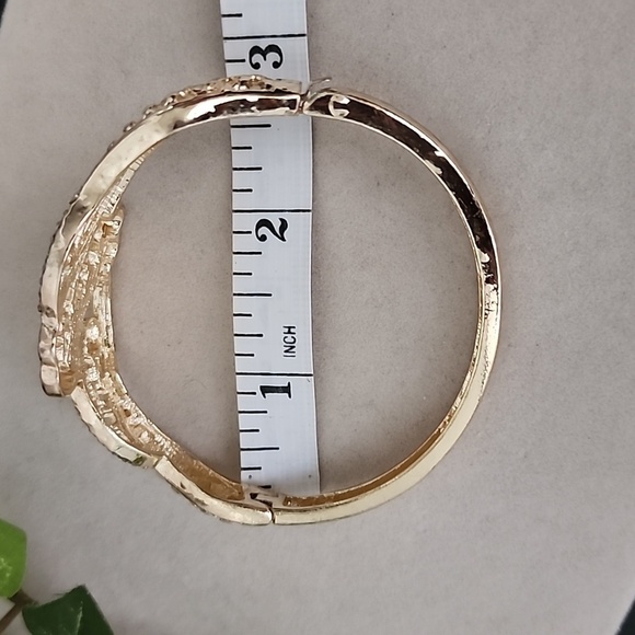 Gold with CZ Stones Clamper Hinge Bracelet - Picture 6 of 9